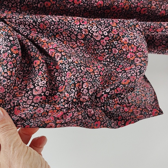 Lark & Ro Blouse Size Large Pullover Cinch Sleeve Multicolor Floral Lightweight - Picture 4 of 9